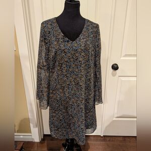 CAbi Long Sleeve Dress - Black and Brown Floral